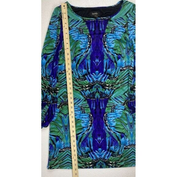 Laundry by Shelli Segal Boho Chic Preppy Sift Dress Ballon Sleeves Green Blue 6 - Picture 8 of 12